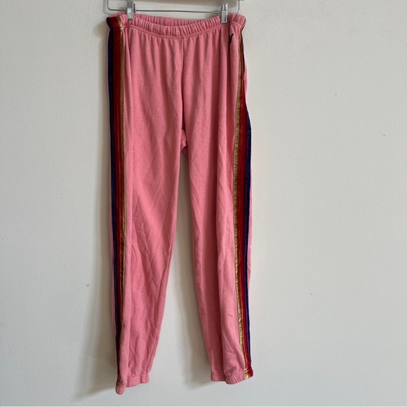 Aviator Nation Pink Velvet Stripe Sweatpants Joggers XL - Picture 6 of 7